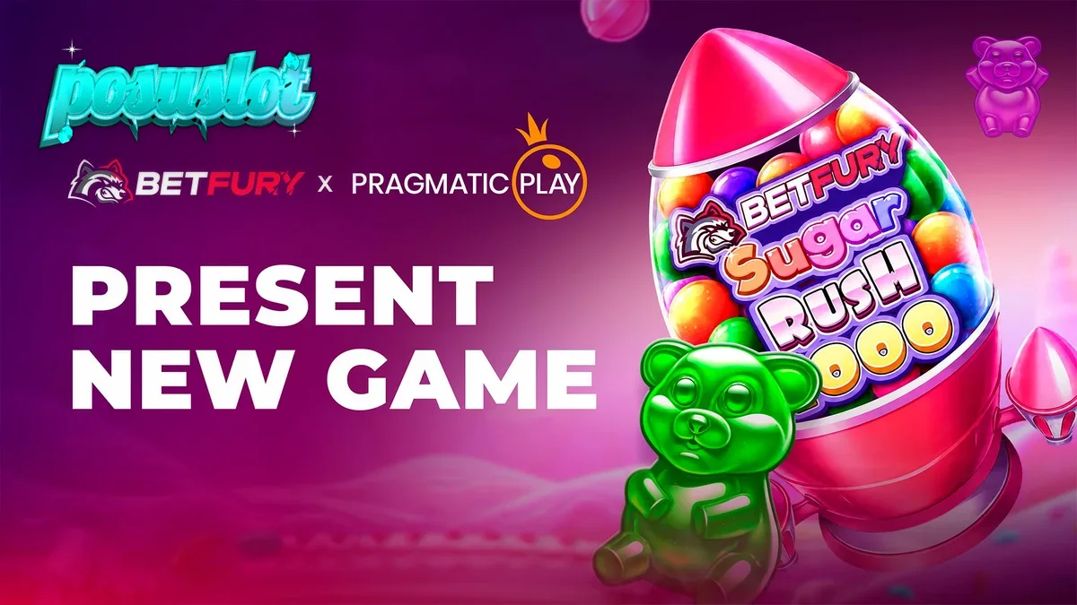 Tampilan visual slot BetFury Sugar Rush 1000 dengan tema permen warna-warni